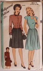 1699 1940s HOLLYWOOD PLEAT DRESS,FIT JACKET PATTERN 14 32B